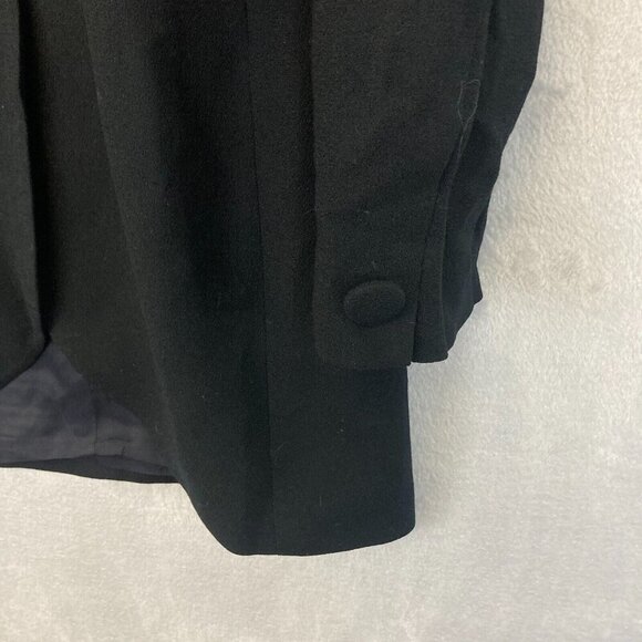 Vintage Saville 100% Wool Long Blazer Jacket Womens 8 Black Office Collarless - Picture 8 of 16